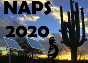 NAPS 2020 logo with cactus and solar panels in the background